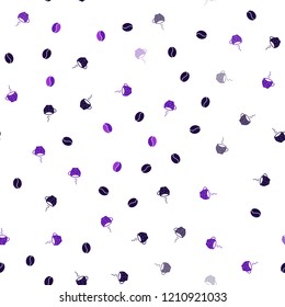 Dark Purple vector seamless pattern with coffee beans, cups. Decorative gradient design of coffee cups and beans. Design for ad, poster, banner of cafes, restaurants.