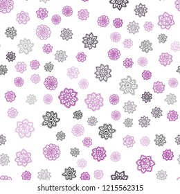 Dark Purple vector seamless pattern with christmas snowflakes. Snow on blurred abstract background with gradient. Pattern for design of fabric, wallpapers.