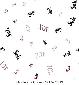 Dark Purple vector seamless pattern with 70 percentage signs. Illustration with signs of sales on abstract template. Template for season sales, shopping ads.
