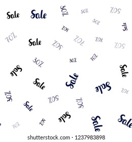 Dark Purple vector seamless pattern with 30, 50, 70 percentage signs. Shining colorful illustration with isolated selling prices. Template for season sales, shopping ads.