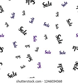 Dark Purple vector seamless pattern with sale signs. Shining colorful illustration with isolated selling prices. Design for business ads, commercials.