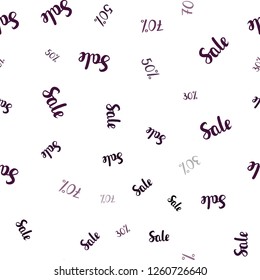 Dark Purple vector seamless pattern with 30, 50, 70 percentage signs. Abstract illustration with colorful gradient symbols of sales. Backdrop for mega promotions, discounts.