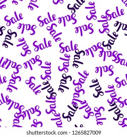 Dark Purple vector seamless pattern with 70, 90 percentage signs. Abstract illustration with colorful gradient symbols of sales. Design for business ads, commercials.
