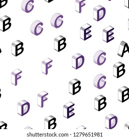 Dark Purple vector seamless pattern with 3D ABC symbols. Abstract illustration with colorful 3D latin alphabet. Pattern for design of fabric, wallpapers.