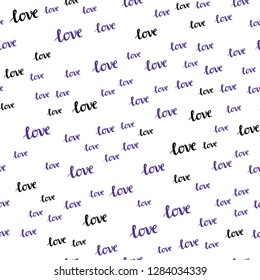 Dark Purple vector seamless pattern with phrase LOVE YOU. Phrase LOVE YOU with colorful gradient in abstract style. Design for wallpaper, fabric makers.