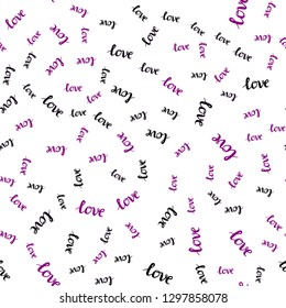 Dark Purple vector seamless pattern with phrase LOVE YOU. Illustration with phrase LOVE YOU for valentine's day. Texture for window blinds, curtains.