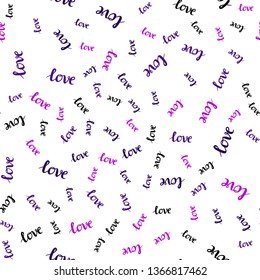 Dark Purple vector seamless pattern with phrase LOVE YOU. Illustration with phrase LOVE YOU for valentine's day. Design for wallpaper, fabric makers.