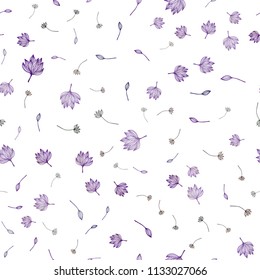 Dark Purple vector seamless sketch template. Glitter abstract illustration with doodles and leaves. Pattern for wallpapers and coloring books.