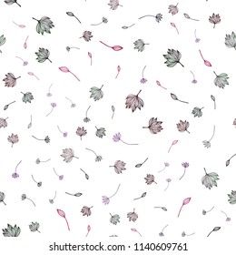 Dark Purple vector seamless sketch background. New colorful illustration in doodle style with leaves. New template for your brand book.