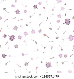 Dark Purple vector seamless sketch cover. leaves on elegant natural pattern with gradient. A new texture for your design.