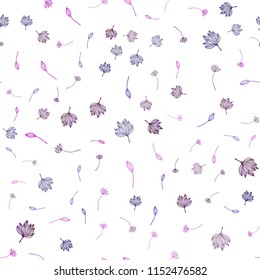 Dark Purple vector seamless sketch texture. Colorful illustration in doodle style with leaves. Pattern for brand book.