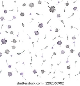 Dark Purple vector seamless sketch template. Decorative illustration with leaves on abstract template. A new texture for your design.