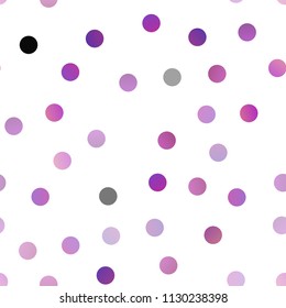 Dark Purple vector seamless template with circles. Illustration with set of shining colorful abstract circles. The pattern can be used for aqua ad, booklets.