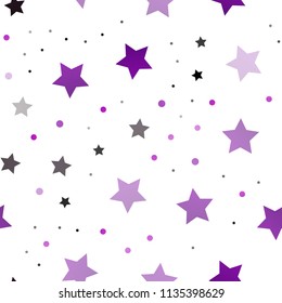 Dark Purple vector seamless template with sky stars. Blurred decorative design in simple style with stars. The pattern can be used for new year ad, booklets.