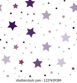 Dark Purple vector seamless template with sky stars. Glitter abstract illustration with colored stars. The pattern can be used for websites.