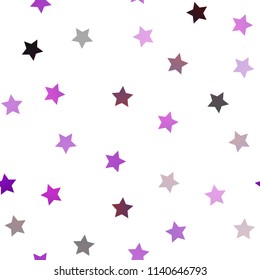 Dark Purple vector seamless template with sky stars. Shining colored illustration with stars. The pattern can be used for wrapping gifts.