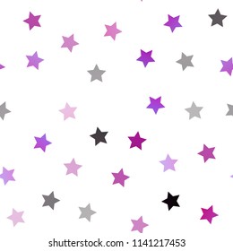 Dark Purple vector seamless template with sky stars. Blurred decorative design in simple style with stars. Best design for your ad, poster, banner.