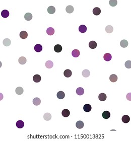 Dark Purple vector seamless template with circles. Illustration with set of shining colorful abstract circles. Completely new template for your brand book.