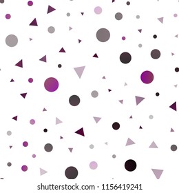 Dark Purple vector seamless template with crystals, circles. Modern abstract illustration with colorful dots, lines. Template for business cards, websites.