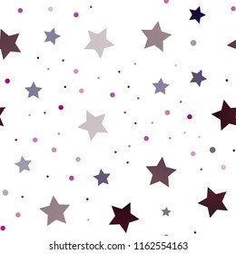 Dark Purple vector seamless template with sky stars. Glitter abstract illustration with colored stars. Smart design for your business advert.