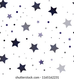 Dark Purple vector seamless template with sky stars. Glitter abstract illustration with colored stars. Smart design for your business advert.