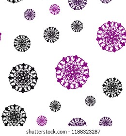 Dark Purple vector seamless template with ice snowflakes. Decorative shining illustration with snow on abstract template. Pattern for trendy fabric, wallpapers.