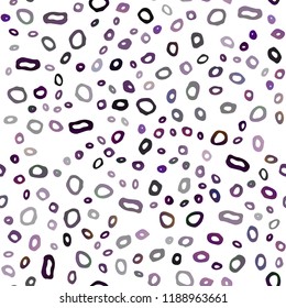 Dark Purple vector seamless template with spots. Glitter abstract illustration with blurred drops of rain. Template for business cards, websites.