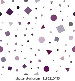 Dark Purple vector seamless template with crystals, circles, squares. Illustration with colorful circles, triangles, rectangles. Trendy design for wallpaper, fabric makers.