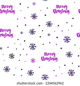 Dark Purple vector seamless template with ice snowflakes. Glitter abstract illustration with crystals of ice. Pattern for trendy fabric, wallpapers.
