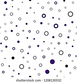 Dark Purple vector seamless template with circles. Blurred decorative design in abstract style with bubbles. Pattern for trendy fabric, wallpapers.