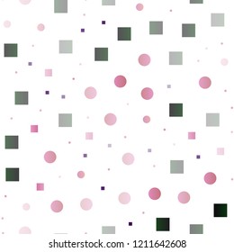 Dark Purple vector seamless template with spots, rectangles. Abstract illustration with colorful circles, rectangles. Pattern for trendy fabric, wallpapers.