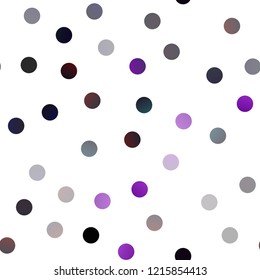 Dark Purple vector seamless template with circles. Illustration with set of shining colorful abstract circles. The pattern can be used for beautiful websites.
