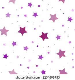 Dark Purple vector seamless template with sky stars. Blurred decorative design in simple style with stars. The pattern can be used for new year ad, booklets.
