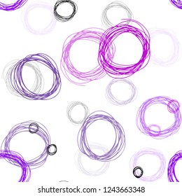Dark Purple vector seamless template with circles. Modern abstract illustration with colorful water drops. Design for textile, fabric, wallpapers.