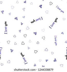 Dark Purple vector seamless template with doodle hearts. Illustration with hearts in love concept for valentine's day. Beautiful design for your business advert of anniversary.