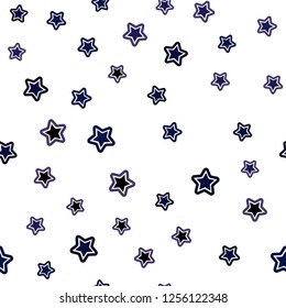 Dark Purple vector seamless template with sky stars. Stars on blurred abstract background with gradient. Design for textile, fabric, wallpapers.
