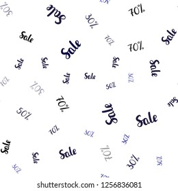 Dark Purple vector seamless template with 30, 50, 70% selling. Shining colorful illustration with isolated selling prices. Backdrop for super sales on Black Friday.