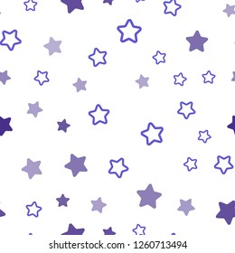 Dark Purple vector seamless template with sky stars. Modern geometrical abstract illustration with stars. Template for business cards, websites.