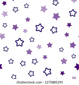Dark Purple vector seamless template with sky stars. Modern geometrical abstract illustration with stars. Design for textile, fabric, wallpapers.