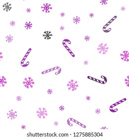 Dark Purple vector seamless template with sweet christmas sticks.