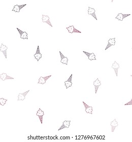Dark Purple vector seamless template with tasty ice-cream. Beautiful colorful illustration with ice-cream cones. Pattern for ads of breakfast, lunch, dinner.
