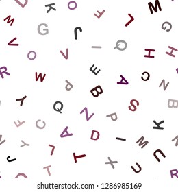 Dark Purple vector seamless template with isolated letters. Modern geometrical illustration with ABC english symbols. Template for business cards, websites.