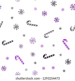 Dark Purple vector seamless template with sweet christmas sticks.