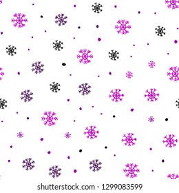 Dark Purple vector seamless template with ice snowflakes. Colorful snowflakes with gradient on abstract background. Trendy design for wallpaper, fabric makers.