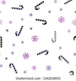 Dark Purple vector seamless template with sweet christmas sticks.