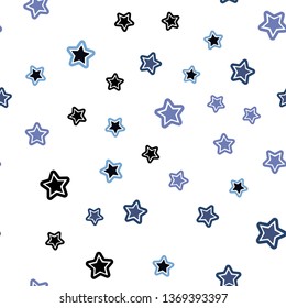 Dark Purple vector seamless template with sky stars. Shining colored illustration with stars. Design for wallpaper, fabric makers.