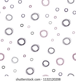 Dark Purple vector seamless texture with disks. Glitter abstract illustration with blurred drops of rain. Pattern can be used for futuristic ad, booklets.