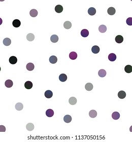 Dark Purple vector seamless texture with disks. Abstract illustration with colored bubbles in nature style. Completely new template for your brand book.
