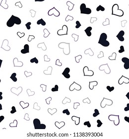 Dark Purple vector seamless texture with lovely hearts. Beautiful colored illustration with hearts in celebration style. Pattern can be used for valentine's ad, booklets.