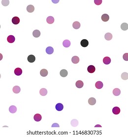 Dark Purple vector seamless texture with disks. Glitter abstract illustration with blurred drops of rain. New design for ad, poster, banner of your website.